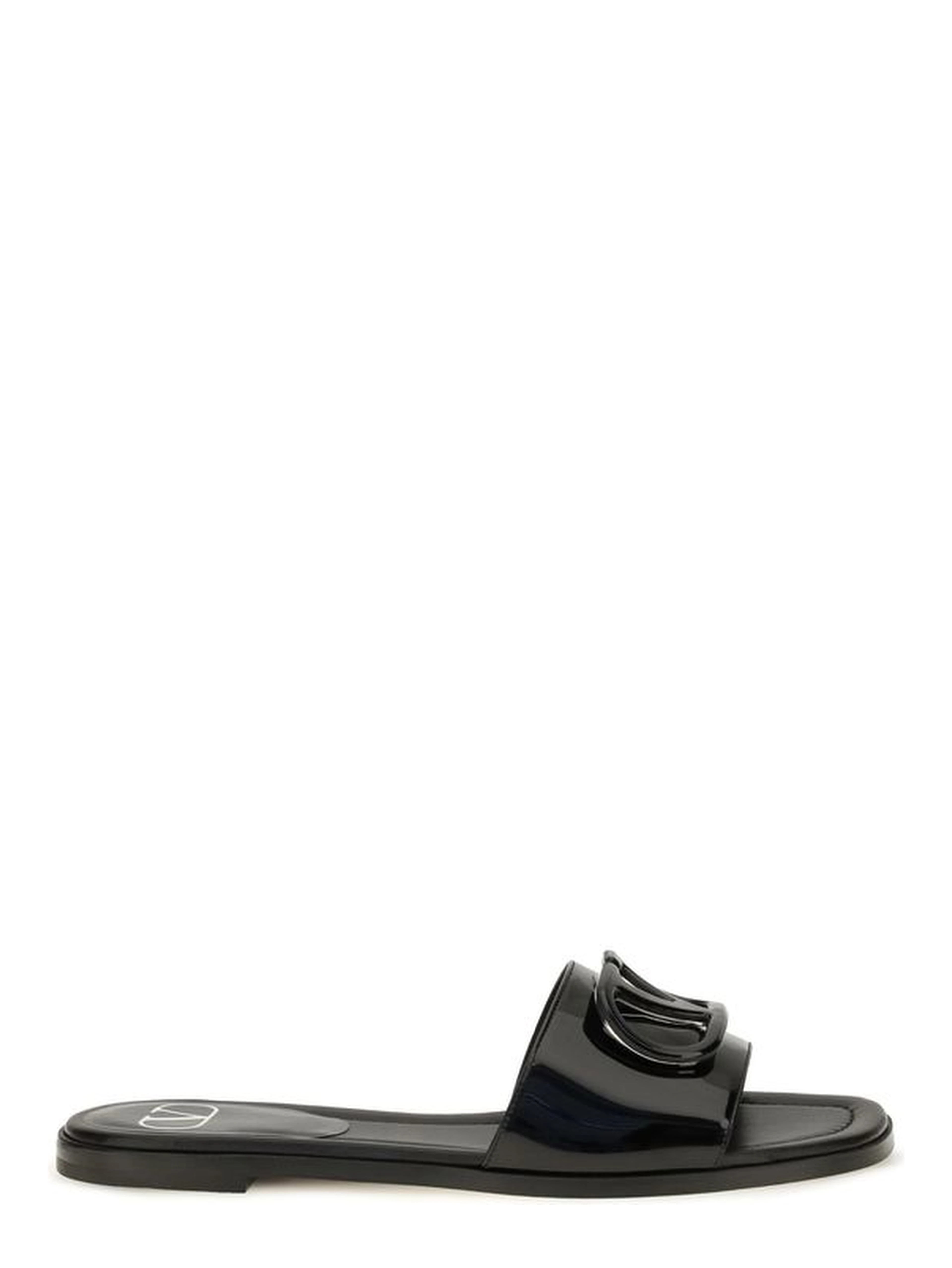 Black Calf Leather Bos Taurus Flat Sandals
