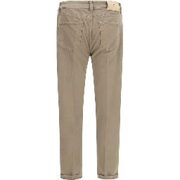 Beige Cotton Slim Fit Jeans