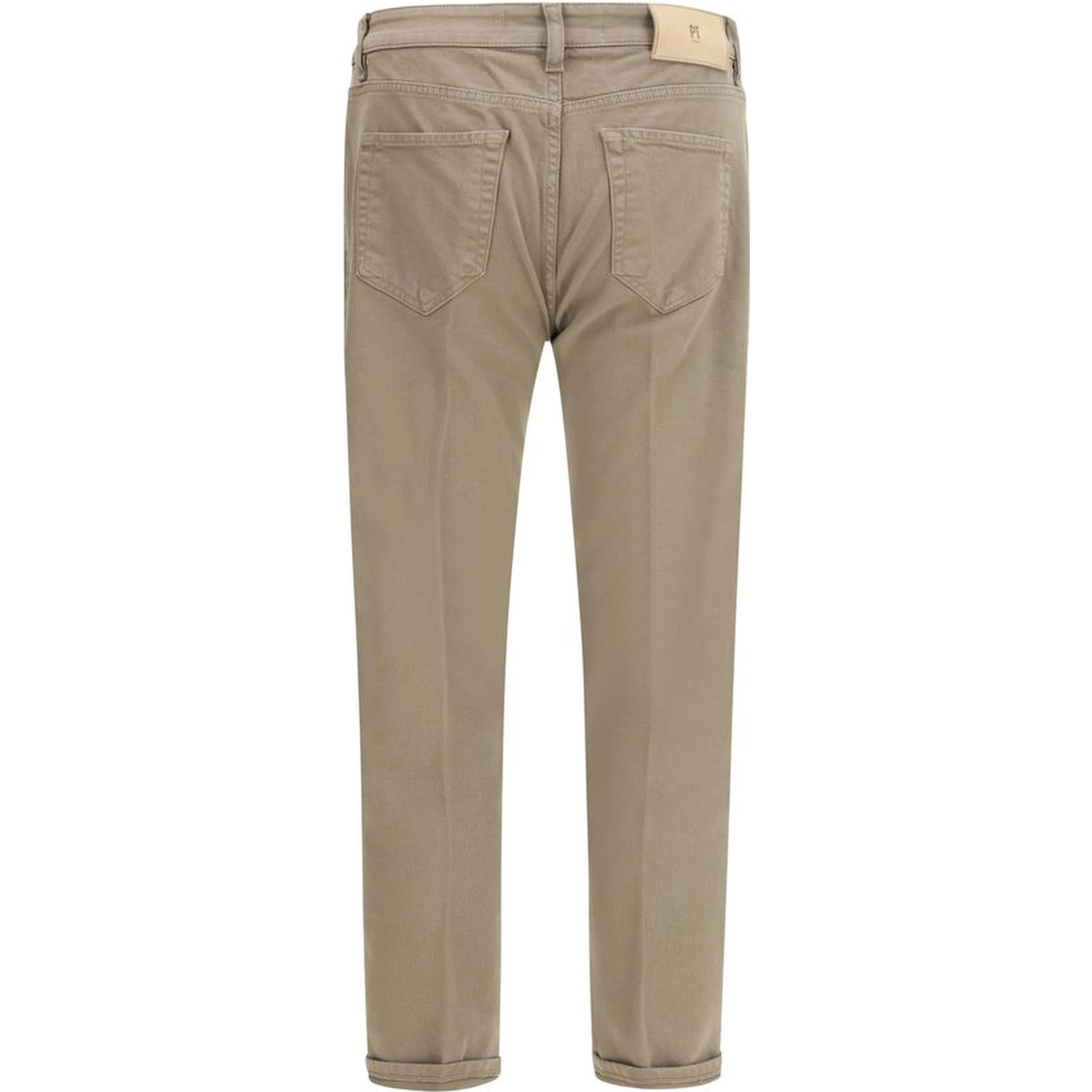 Beige Cotton Slim Fit Jeans