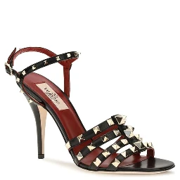 Black Goatskin Stiletto Heel Sandals