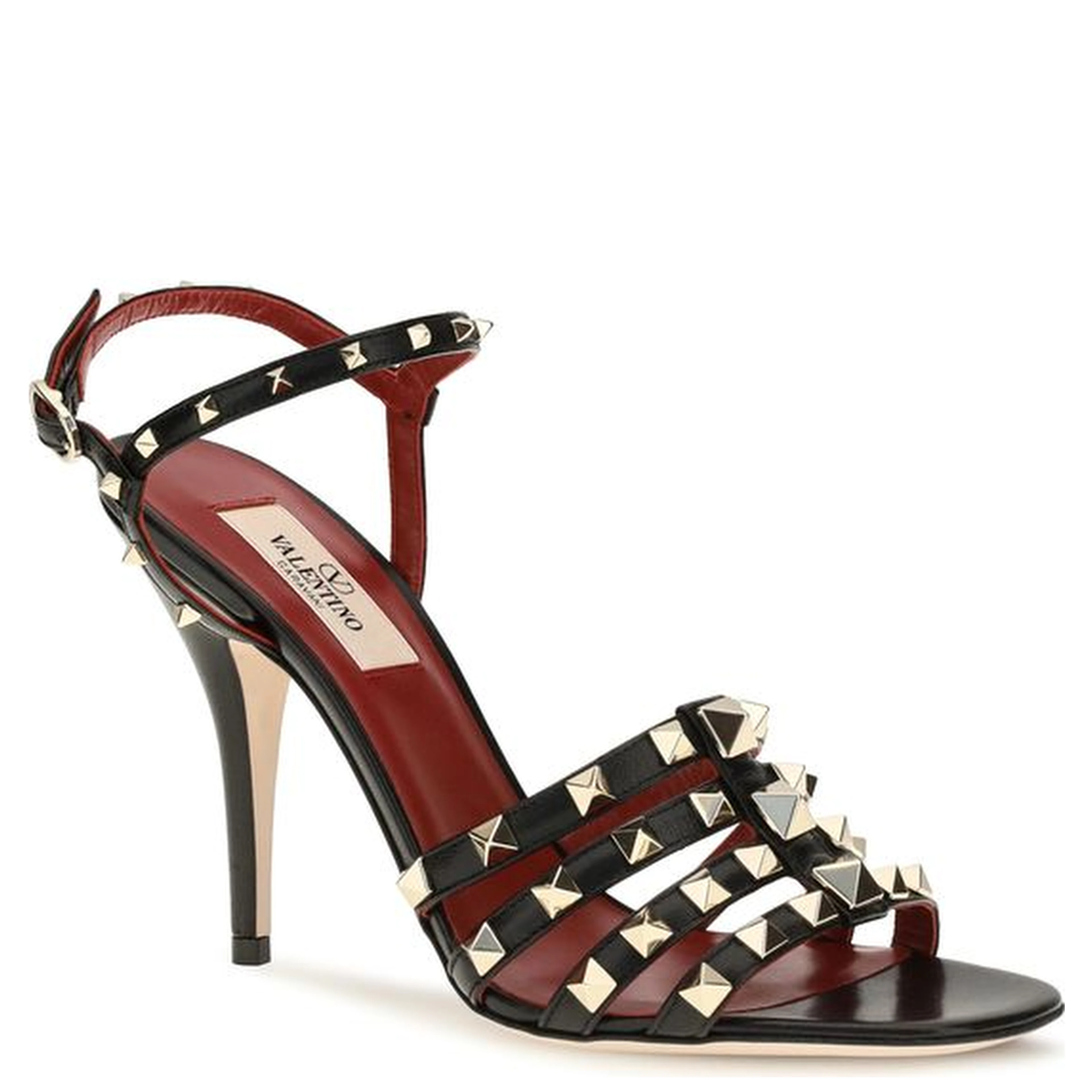 Black Goatskin Stiletto Heel Sandals