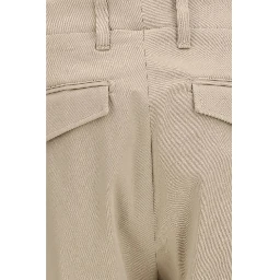 Beige Cotton Casual Pants