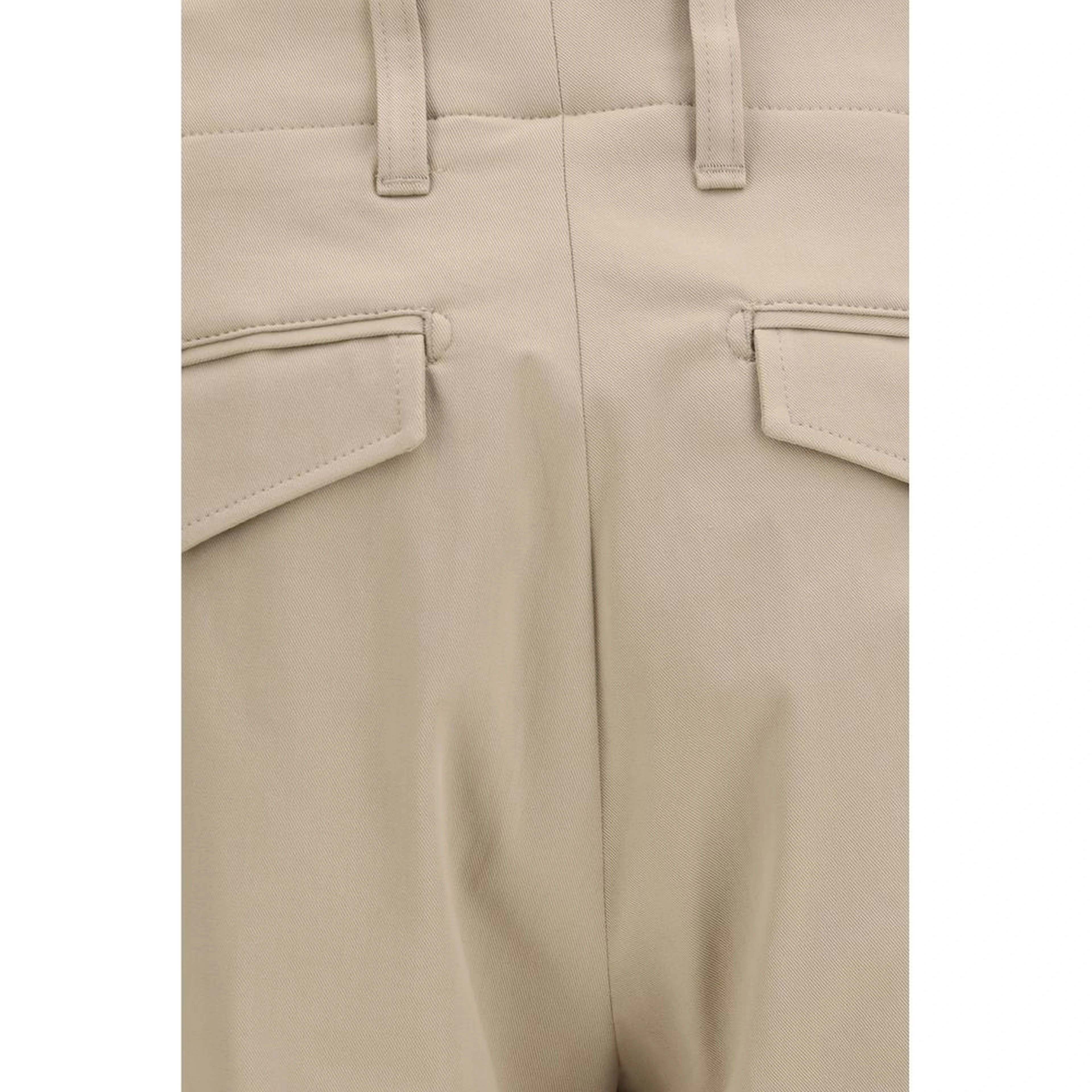Beige Cotton Casual Pants