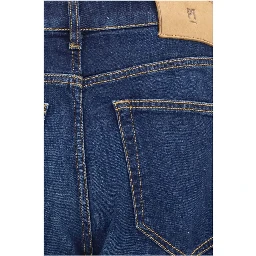 Blue Cotton Straight-Leg Jeans