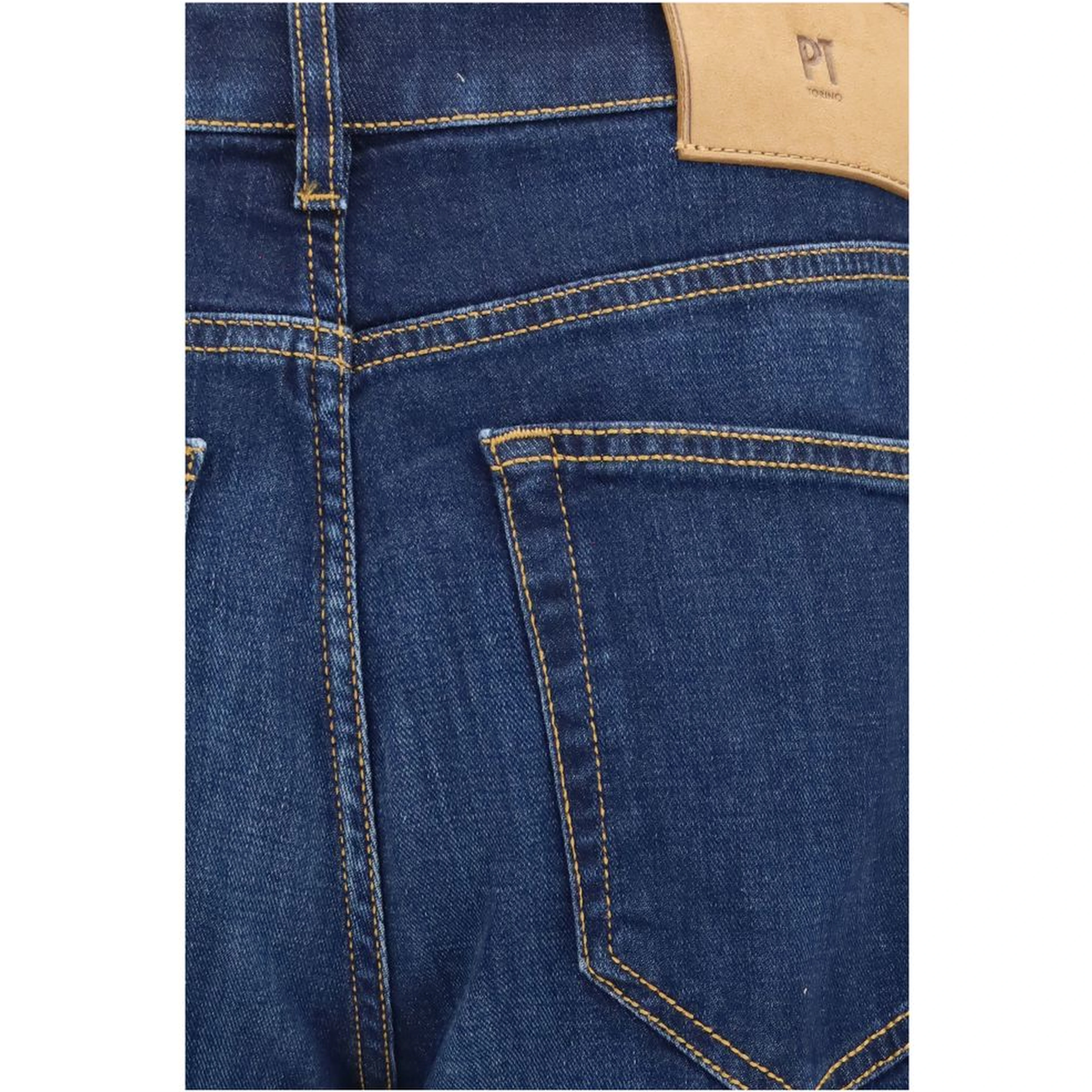 Blue Cotton Straight-Leg Jeans