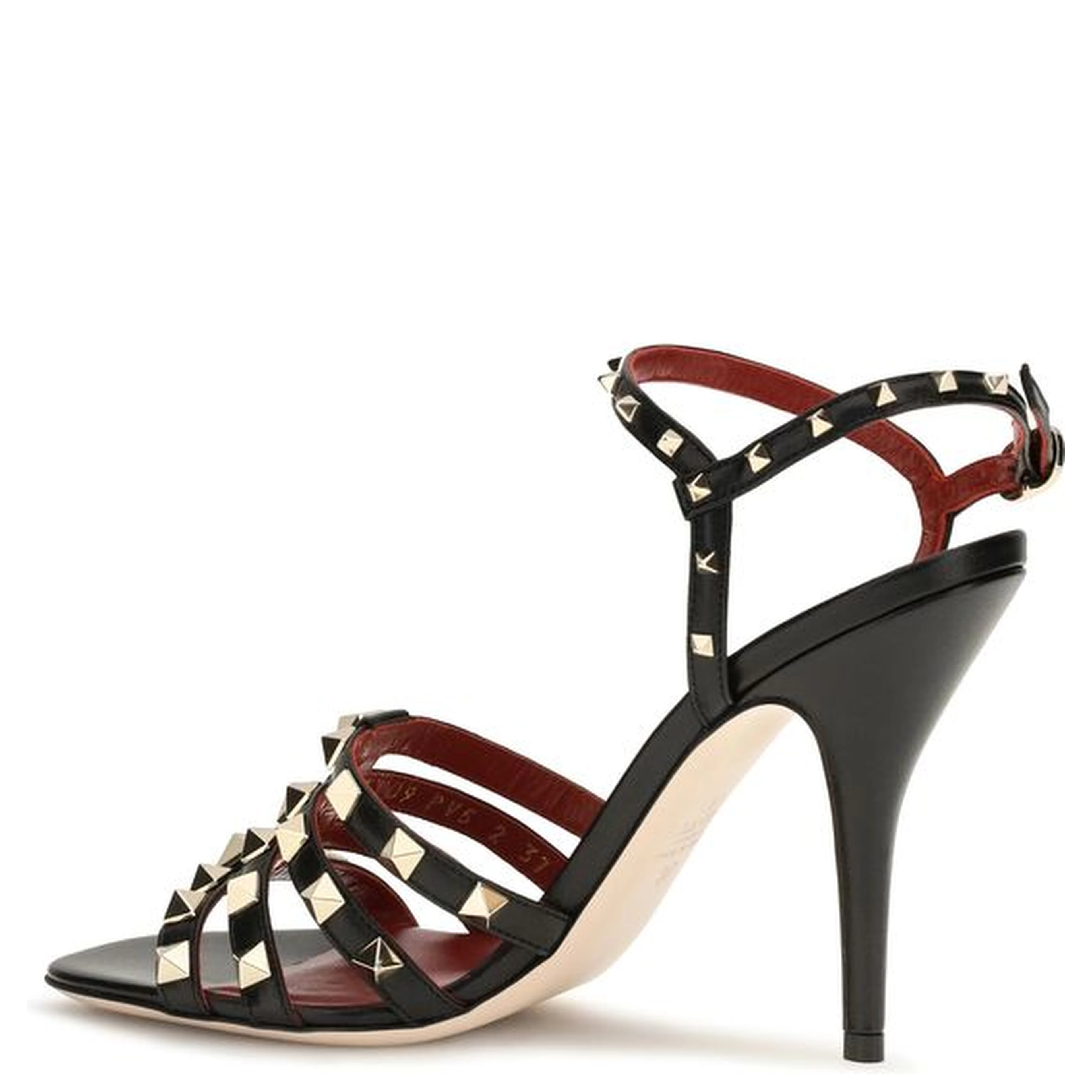 Black Goatskin Stiletto Heel Sandals