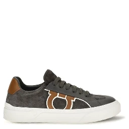 Gray Suede Leather Low Top Sneakers
