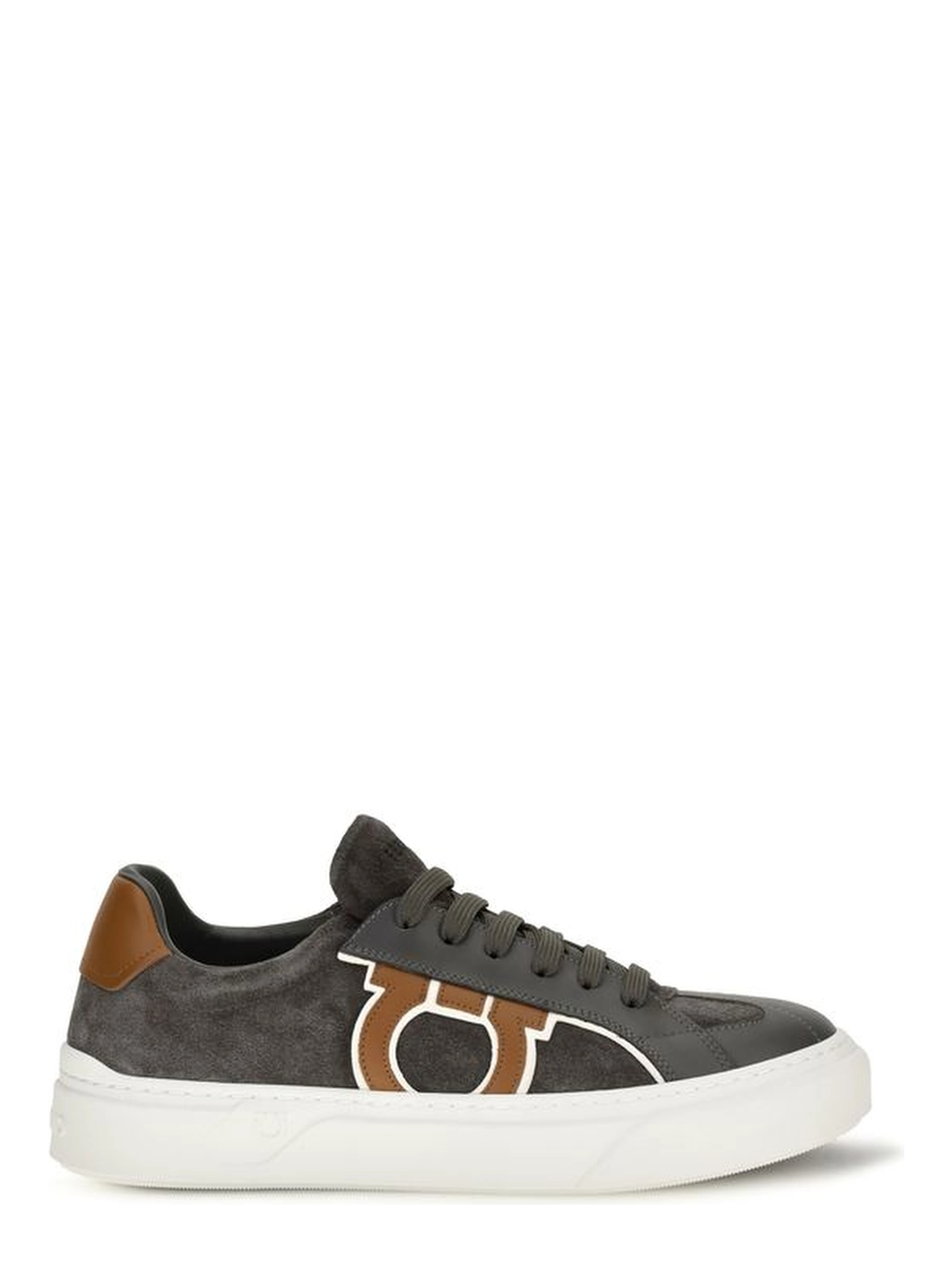 Gray Suede Leather Low Top Sneakers