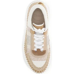 Beige Nylon Athletic Sneakers