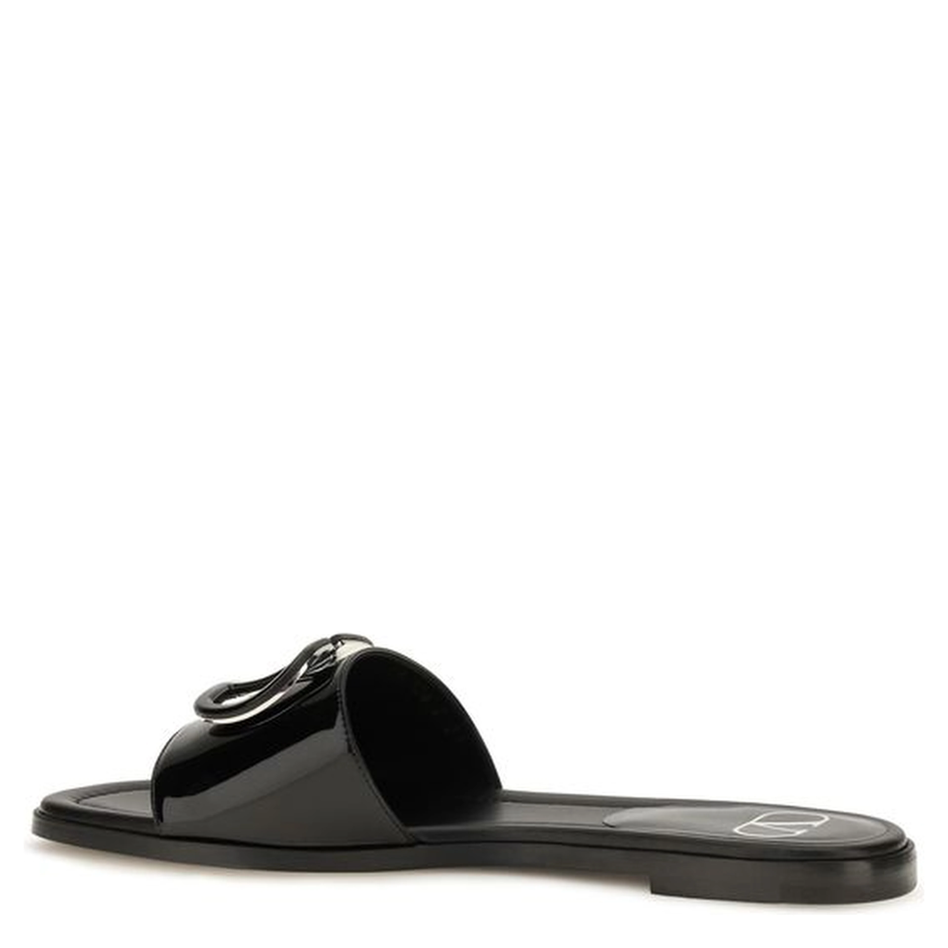 Black Calf Leather Bos Taurus Flat Sandals