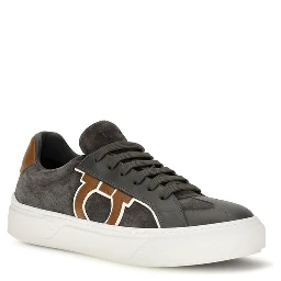 Gray Suede Leather Low Top Sneakers