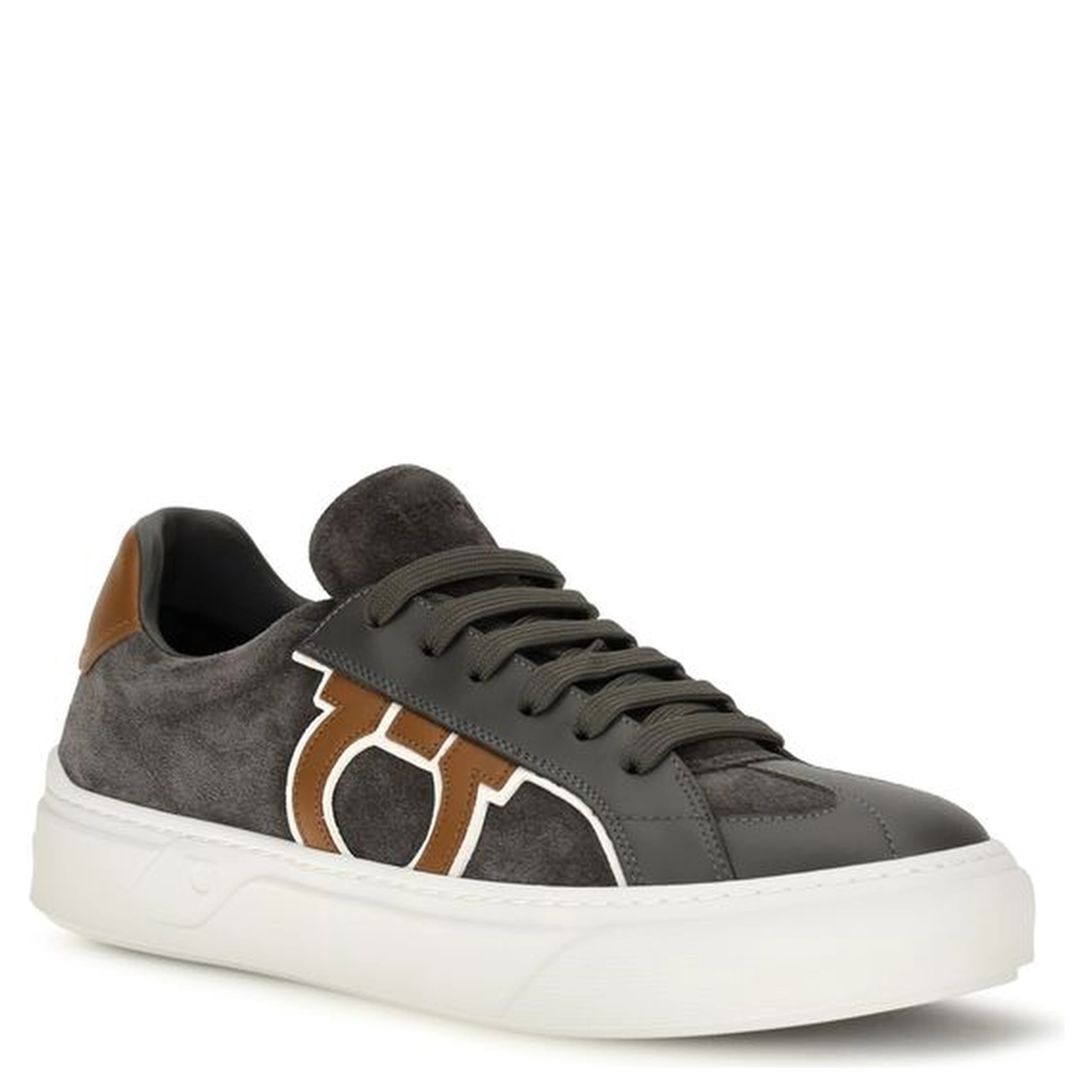 Gray Suede Leather Low Top Sneakers