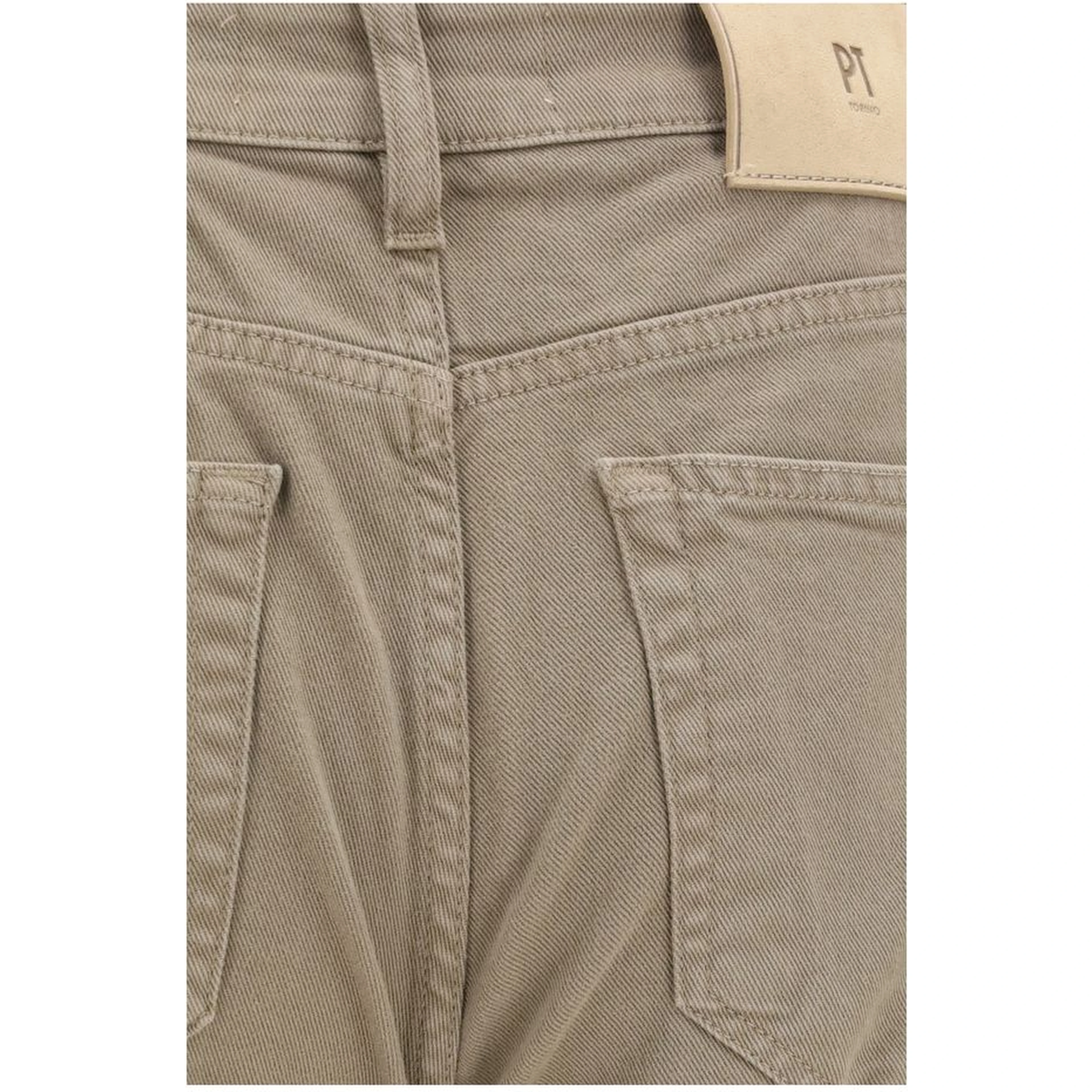 Beige Cotton Slim Fit Jeans