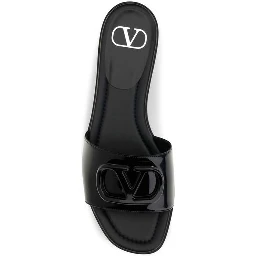 Black Calf Leather Bos Taurus Flat Sandals