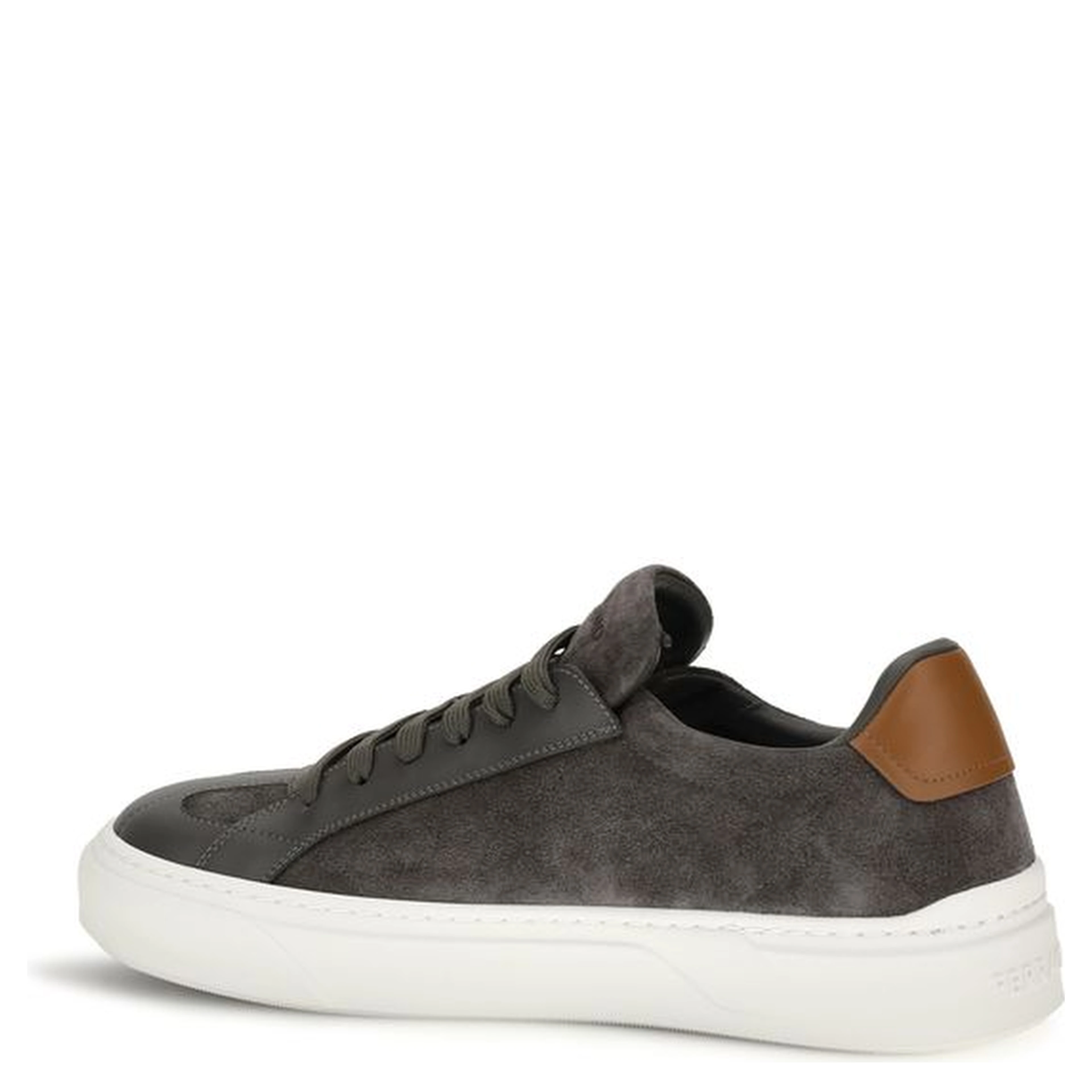 Gray Suede Leather Low Top Sneakers