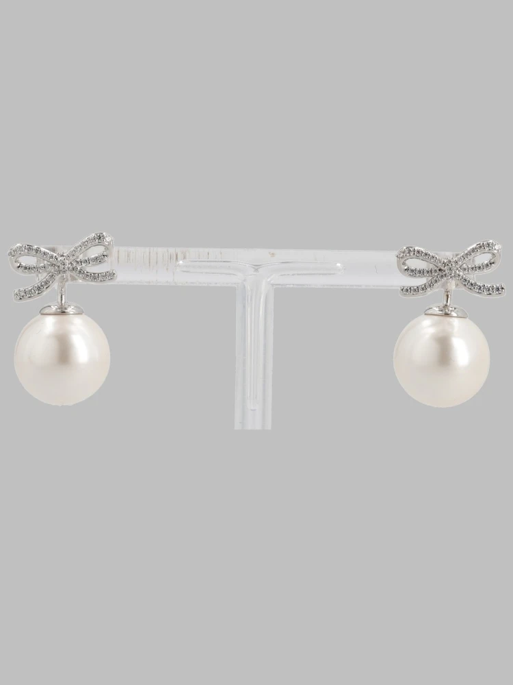 Orecchini Con Fiocco Di Cristallo E Perla