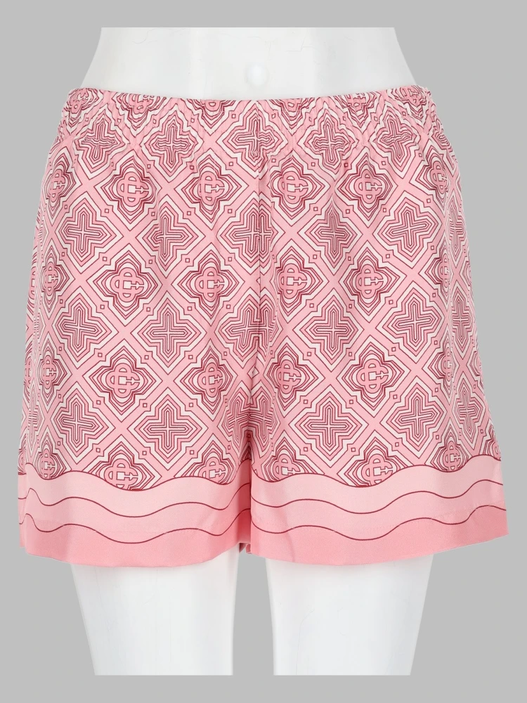 shorts in seta con stampa monogram