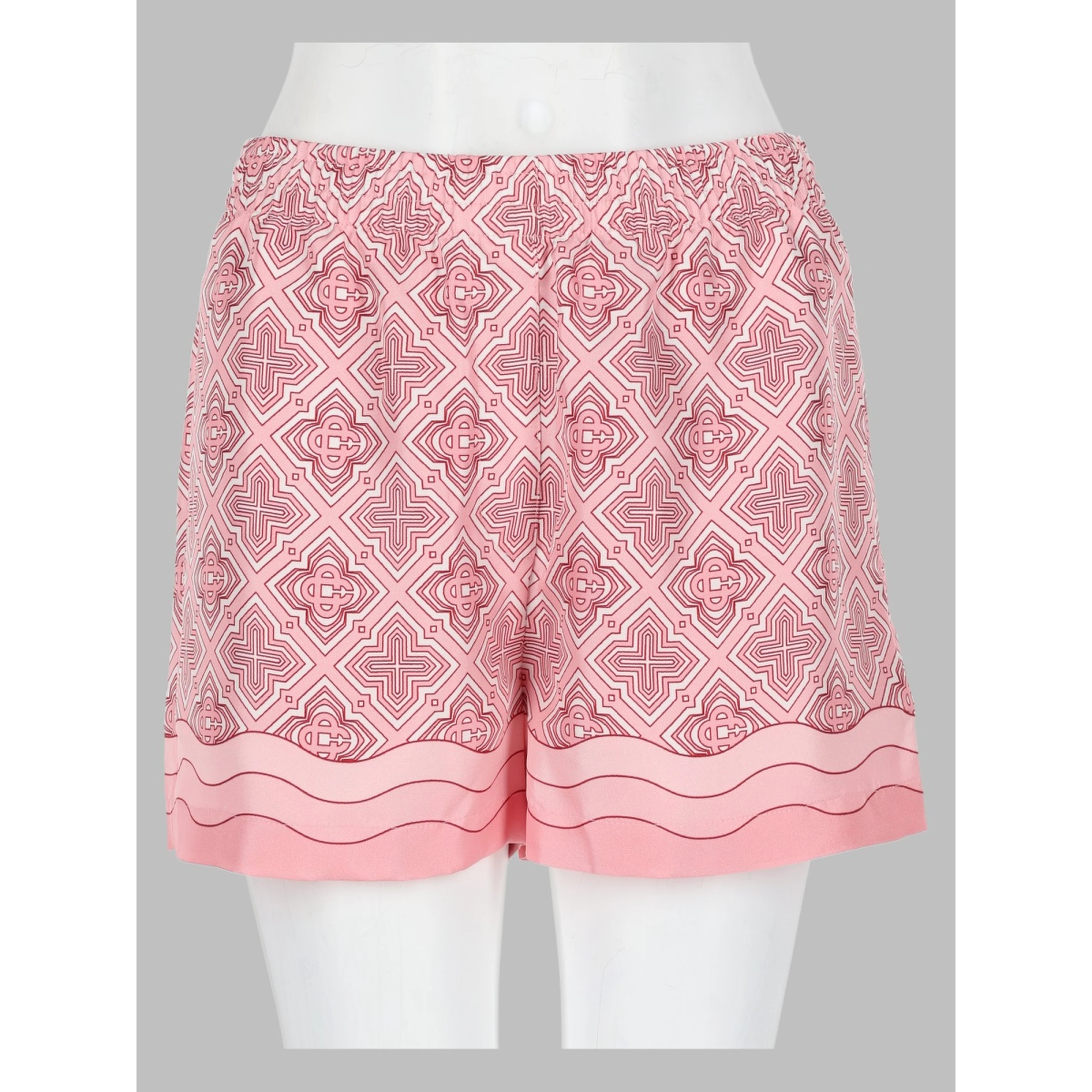 shorts in seta con stampa monogram