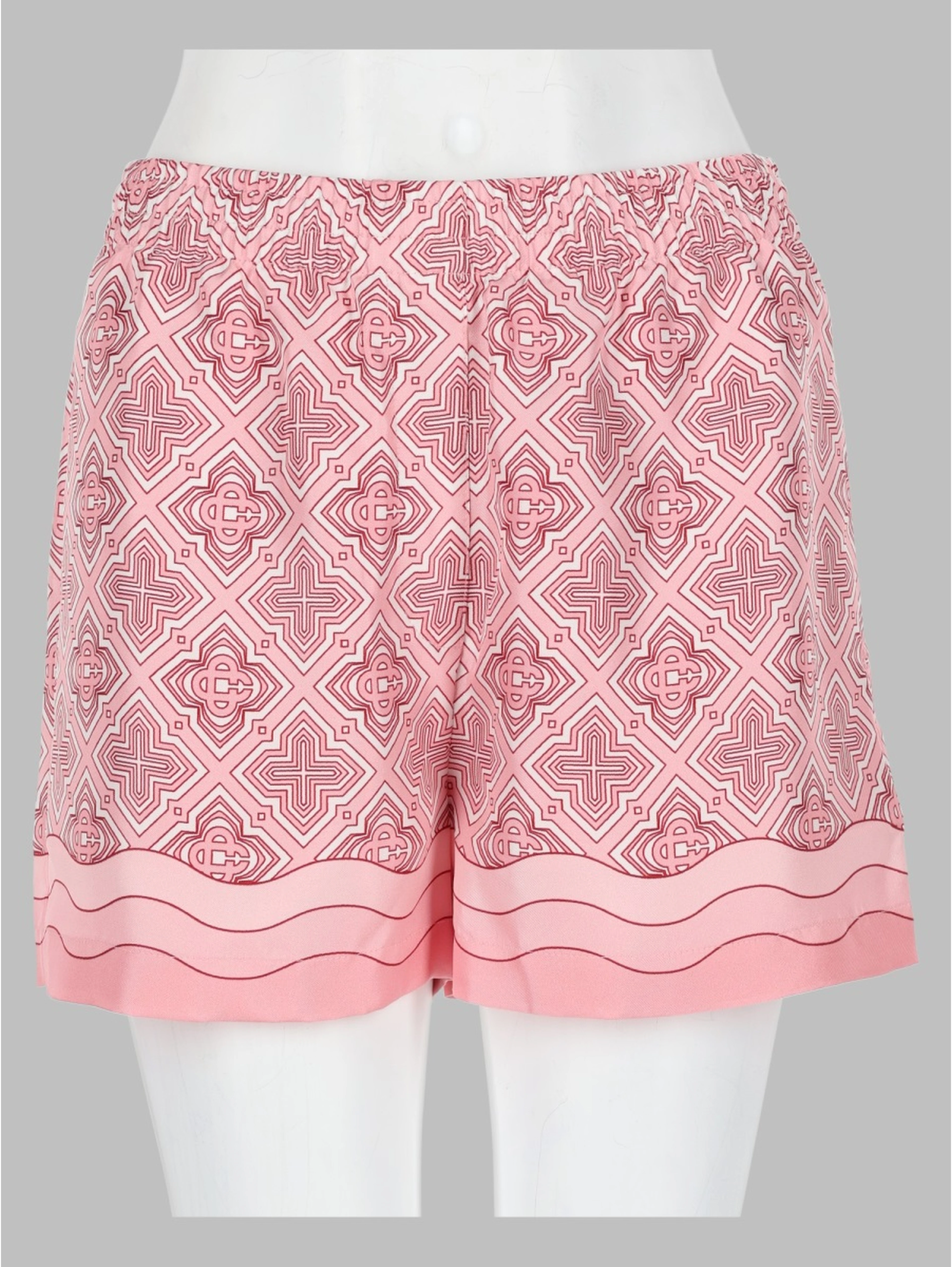 shorts in seta con stampa monogram