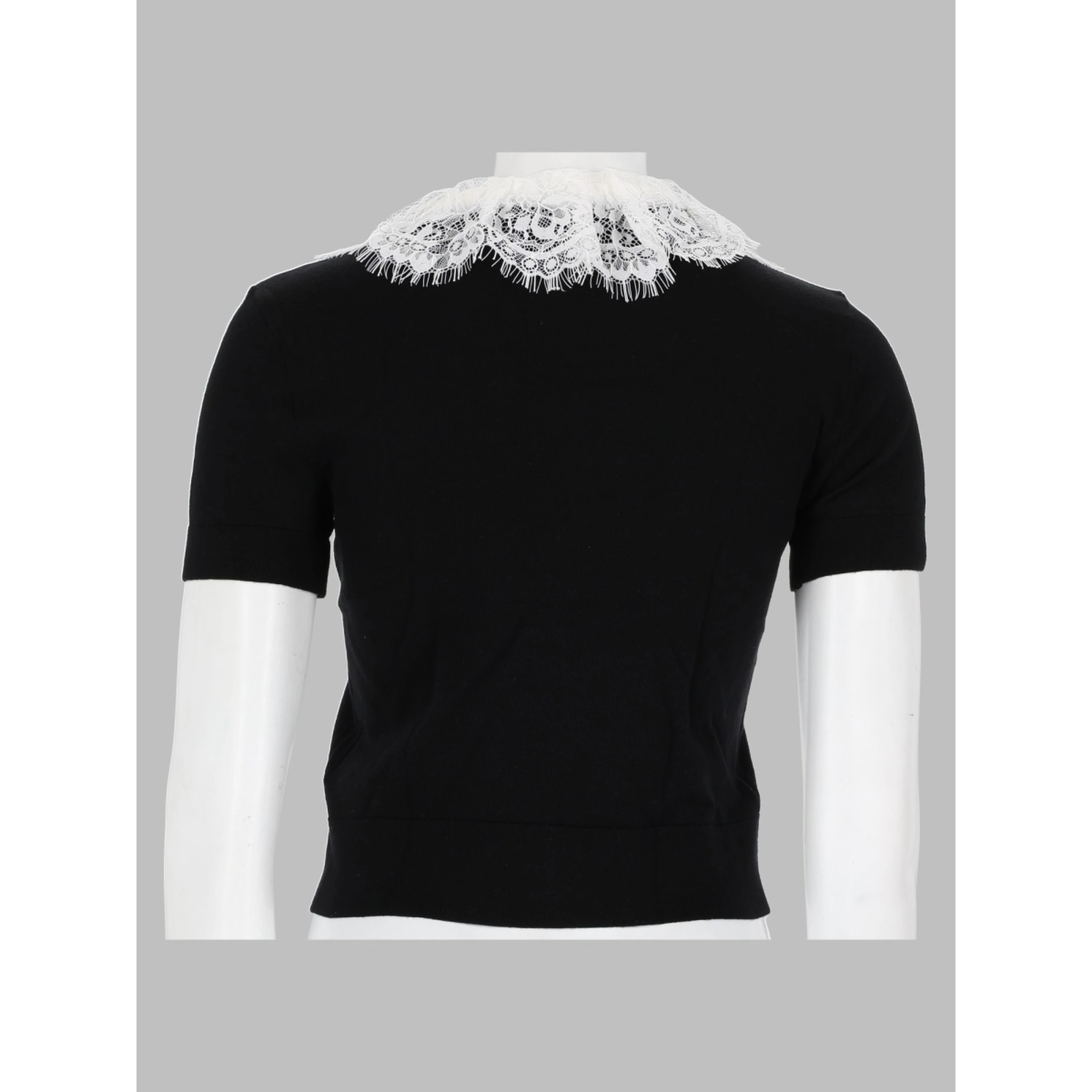 Top In Maglia Con Colletto In Pizzo