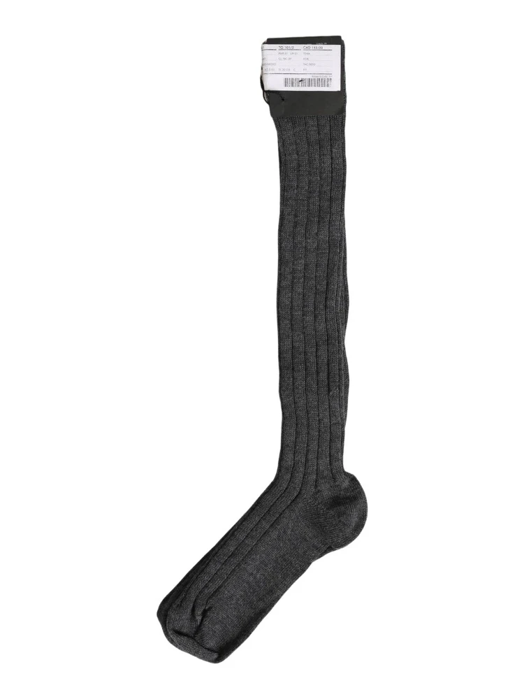Gray Wool Blend Over The Calf Accessory Socks