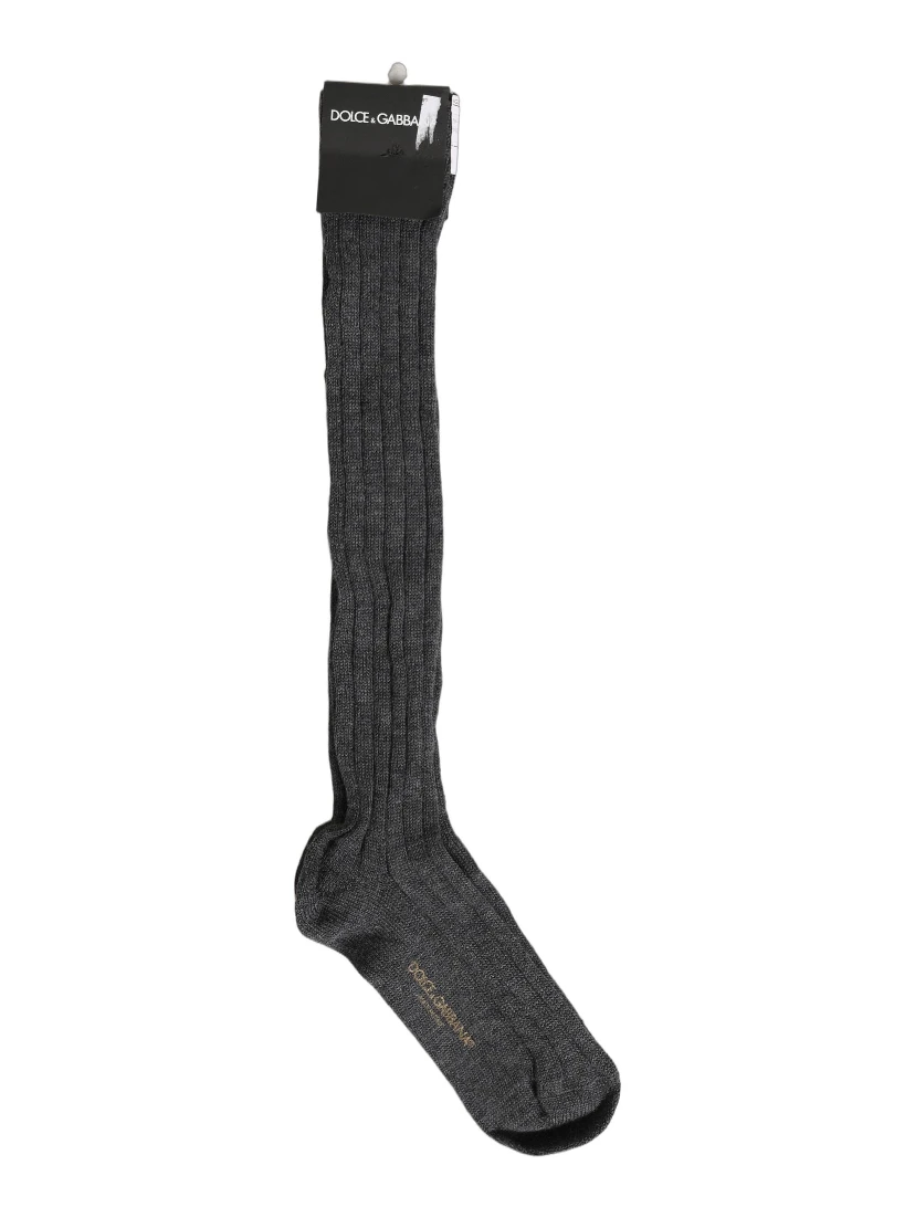 Gray Wool Blend Over The Calf Accessory Socks