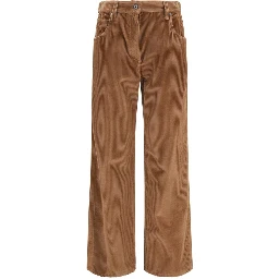 Brown Cotton Casual Pants