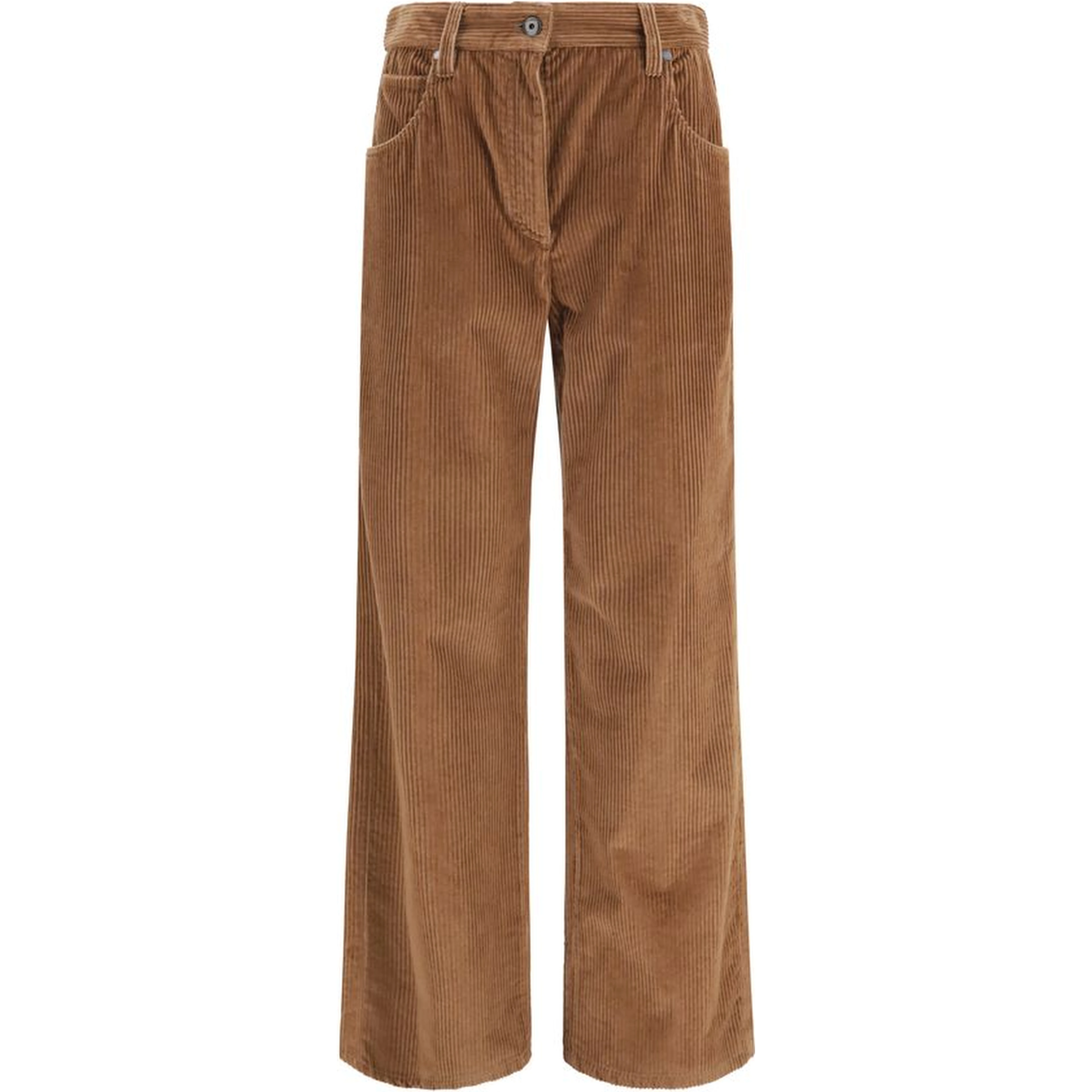Brown Cotton Casual Pants