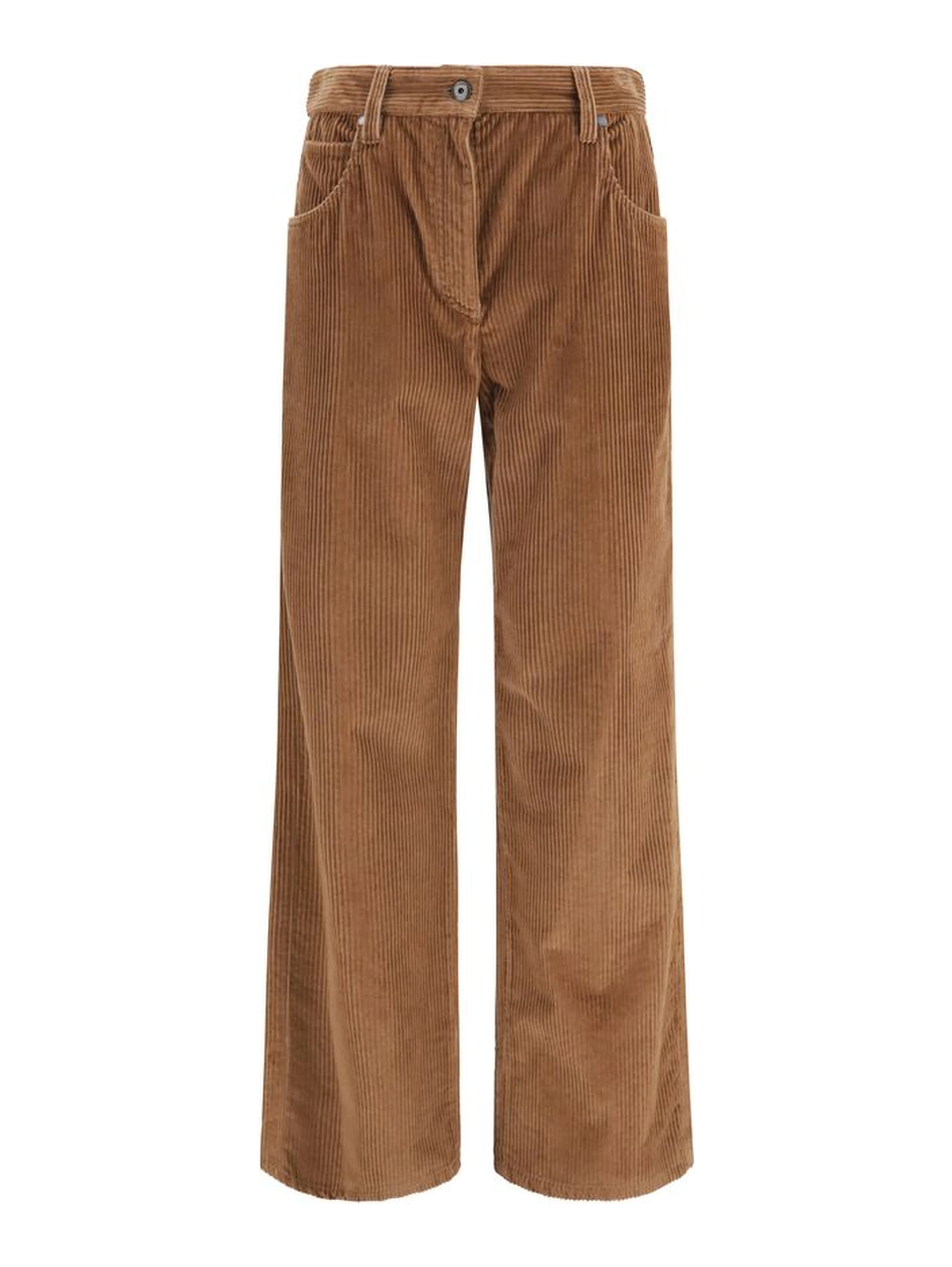 Brown Cotton Casual Pants