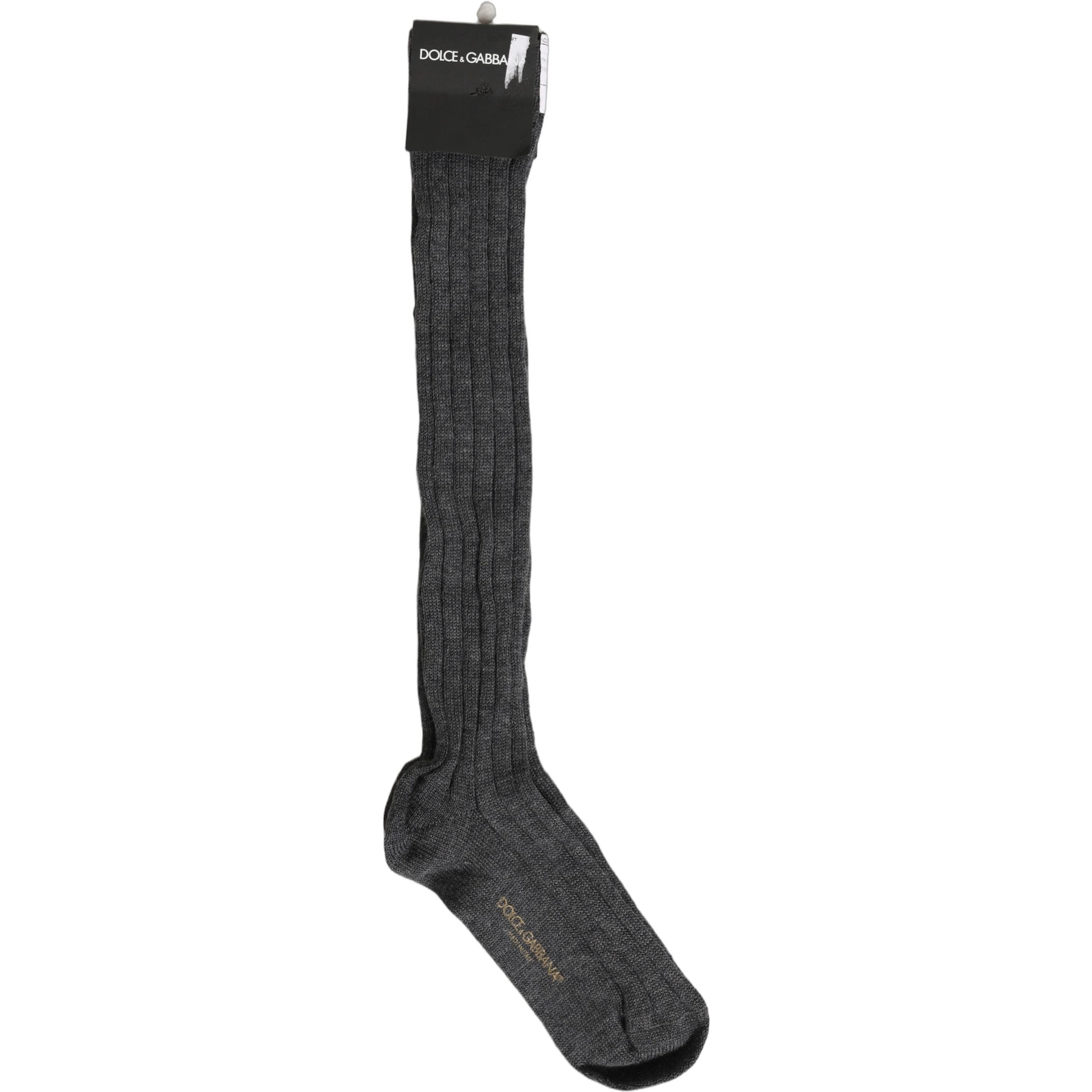 Gray Wool Blend Over The Calf Accessory Socks