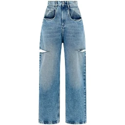 Blue Cotton Straight-Leg Jeans