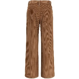 Brown Cotton Casual Pants