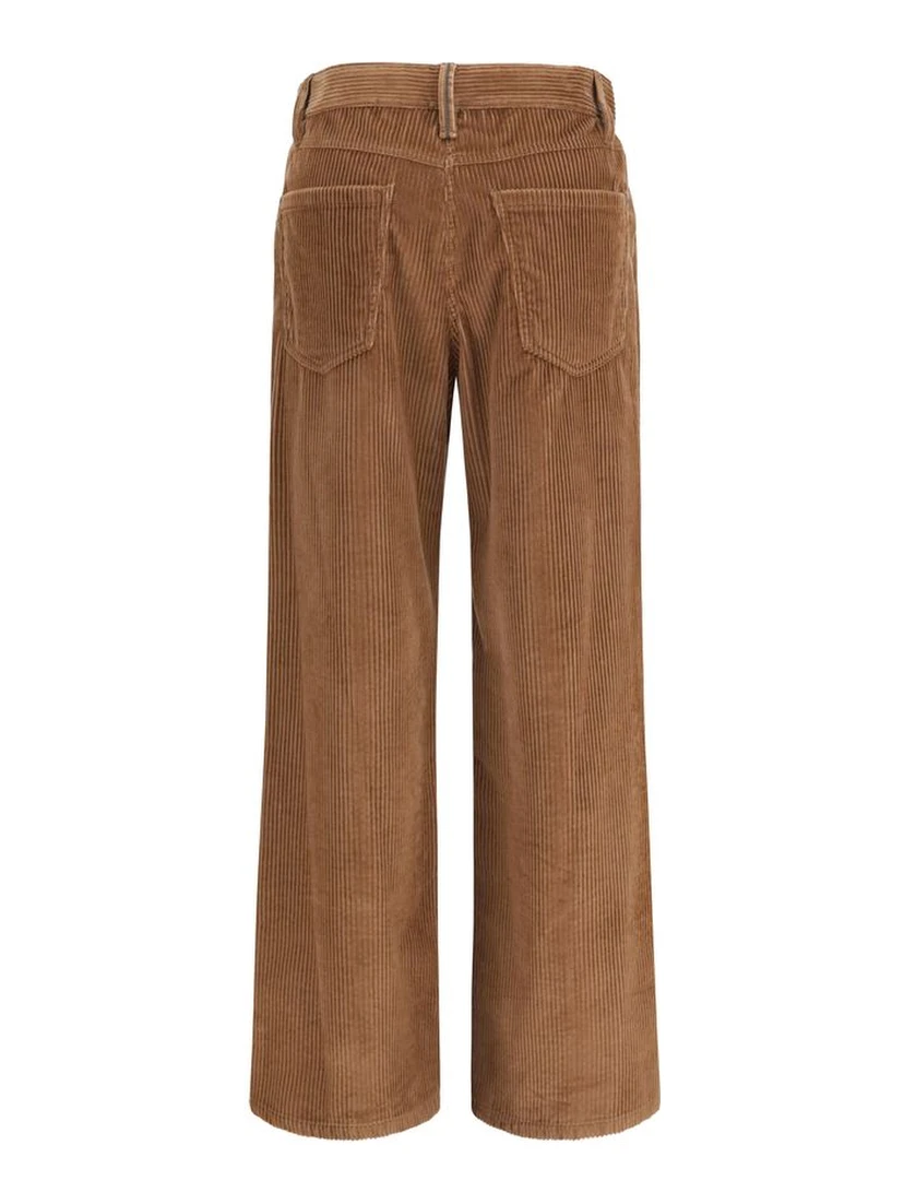 Brown Cotton Casual Pants