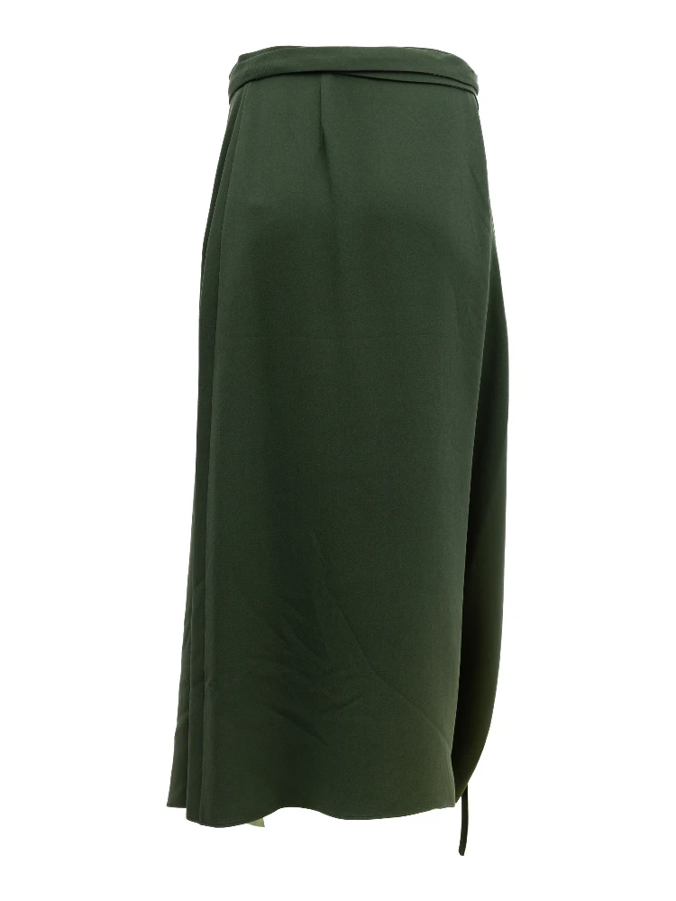 Women Silk Skirt in Dark Green