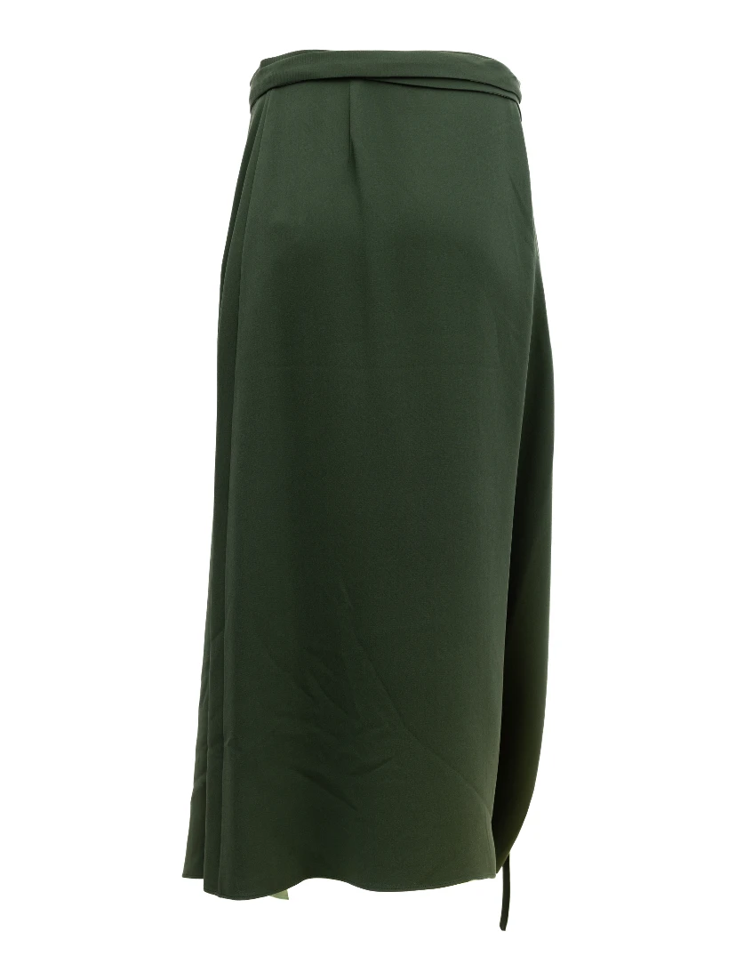 Women Silk Skirt in Dark Green