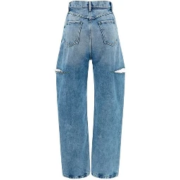 Blue Cotton Straight-Leg Jeans