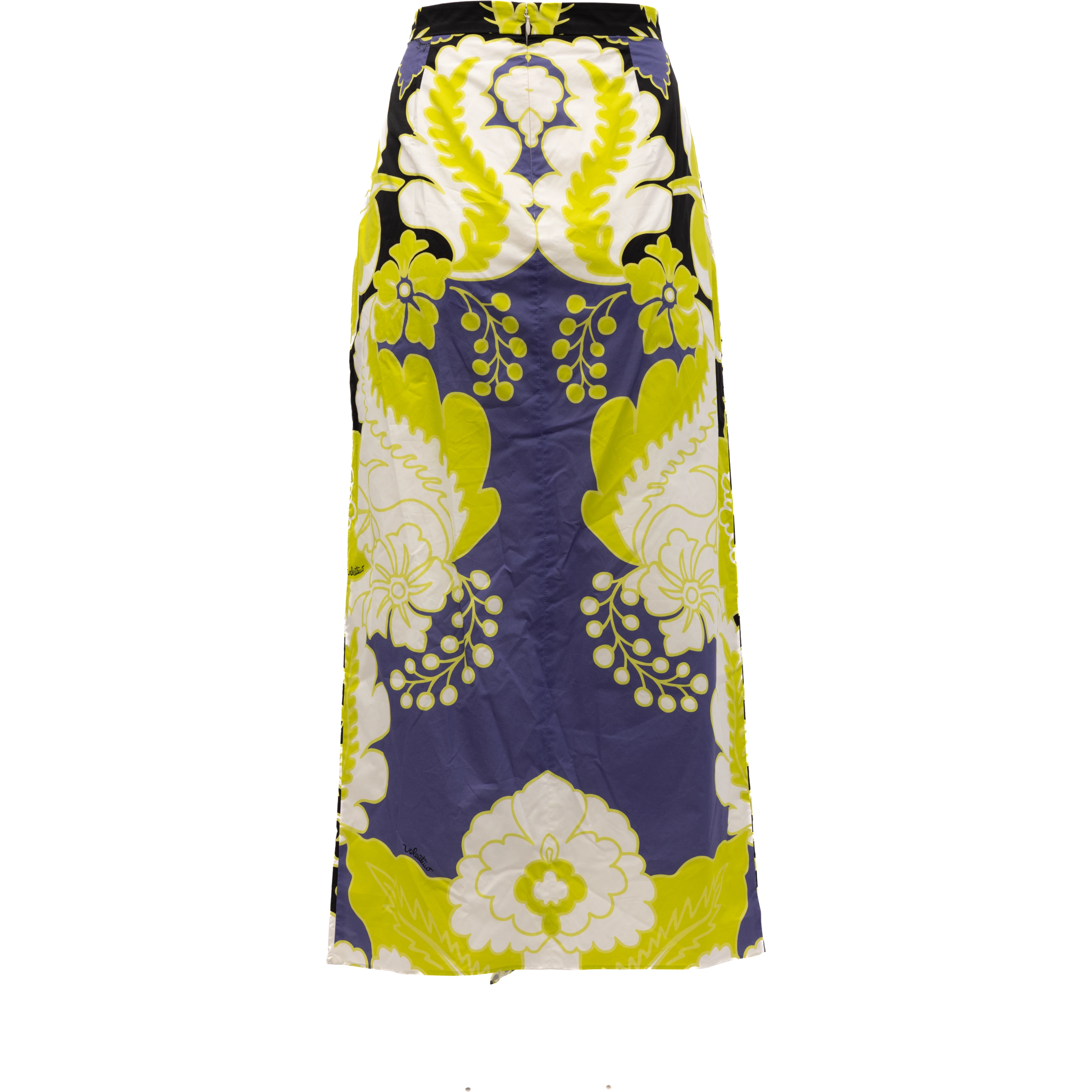 Women Floral Skirt in Black, Lime Green, White Details