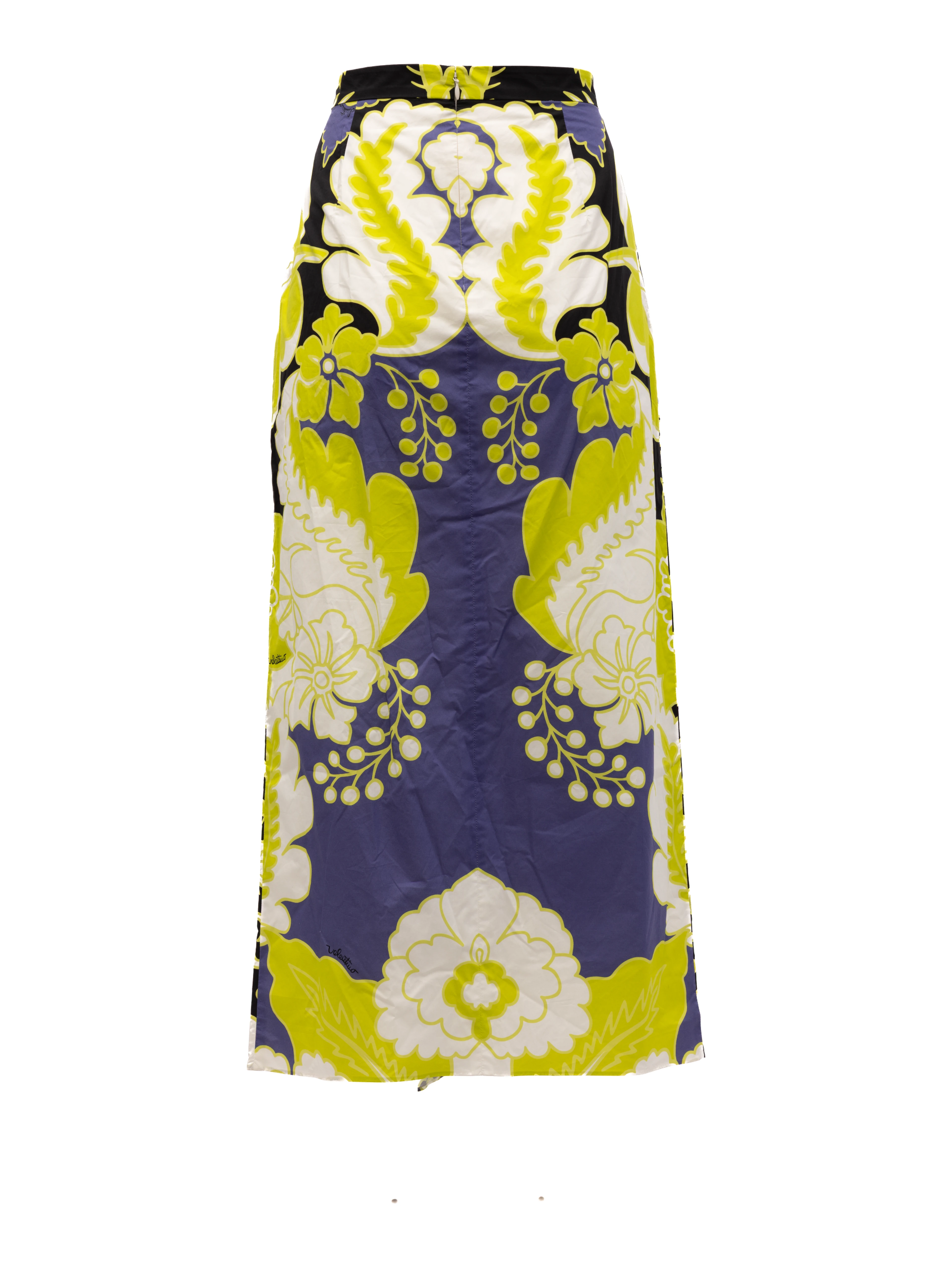 Women Floral Skirt in Black, Lime Green, White Details