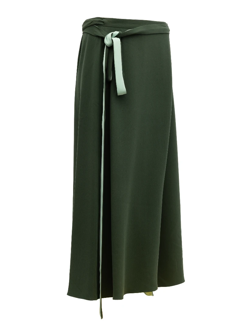Women Silk Skirt in Dark Green