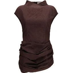 Brown Cotton Casual Dress