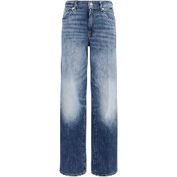 Blue Cotton Straight-Leg Jeans