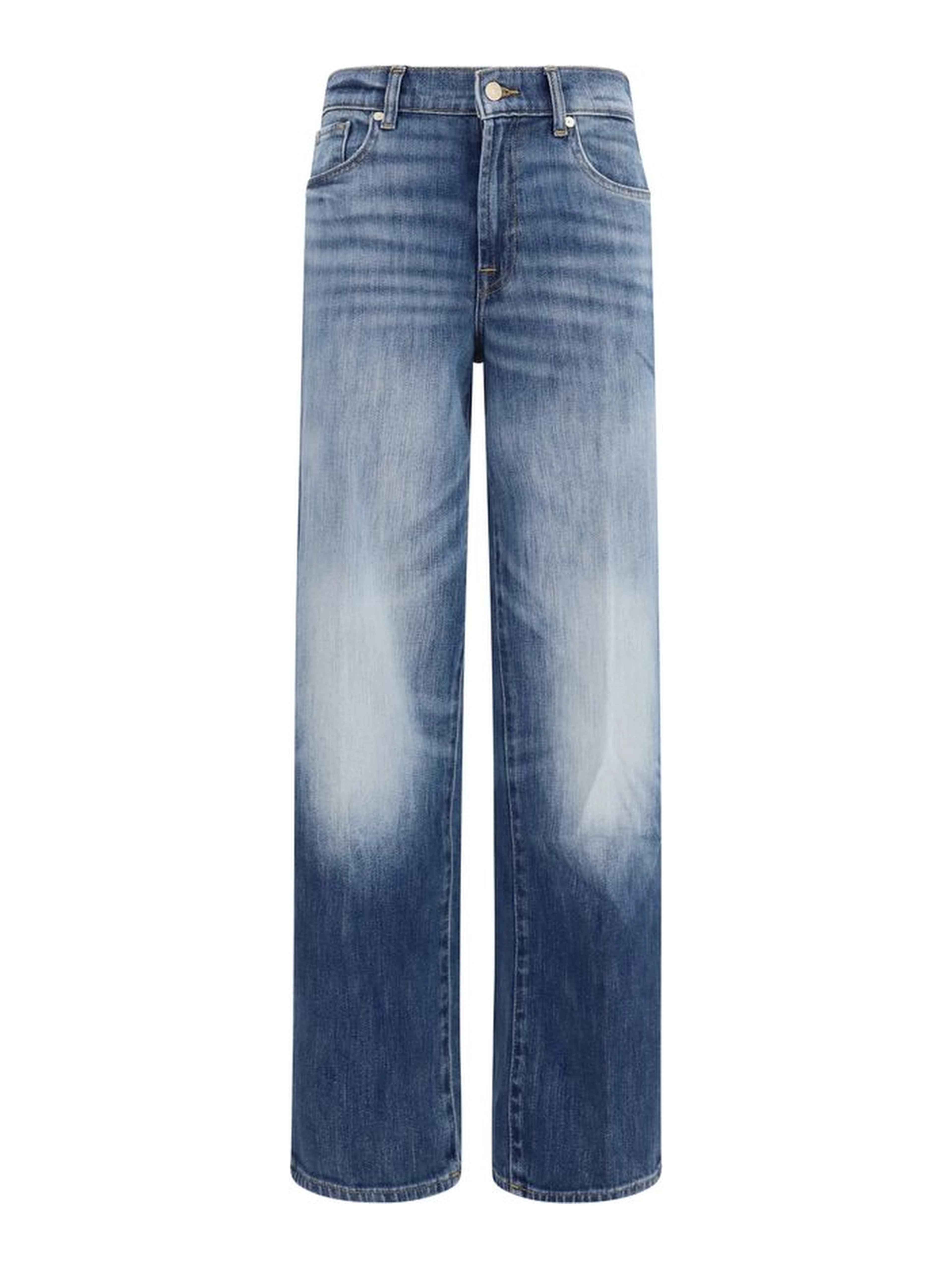 Blue Cotton Straight-Leg Jeans