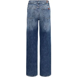 Blue Cotton Straight-Leg Jeans