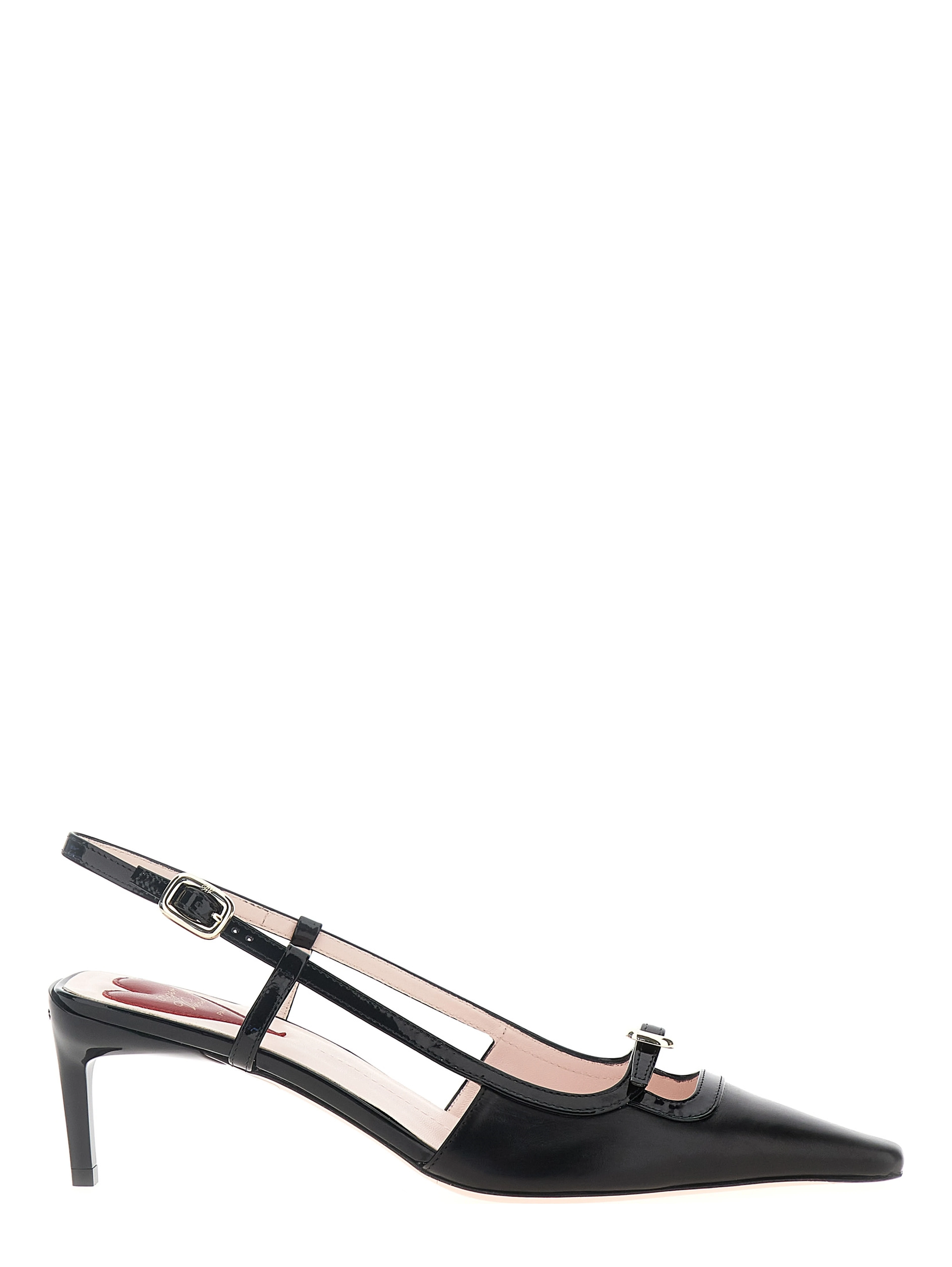 Black Calfskin Mid Heel Pumps