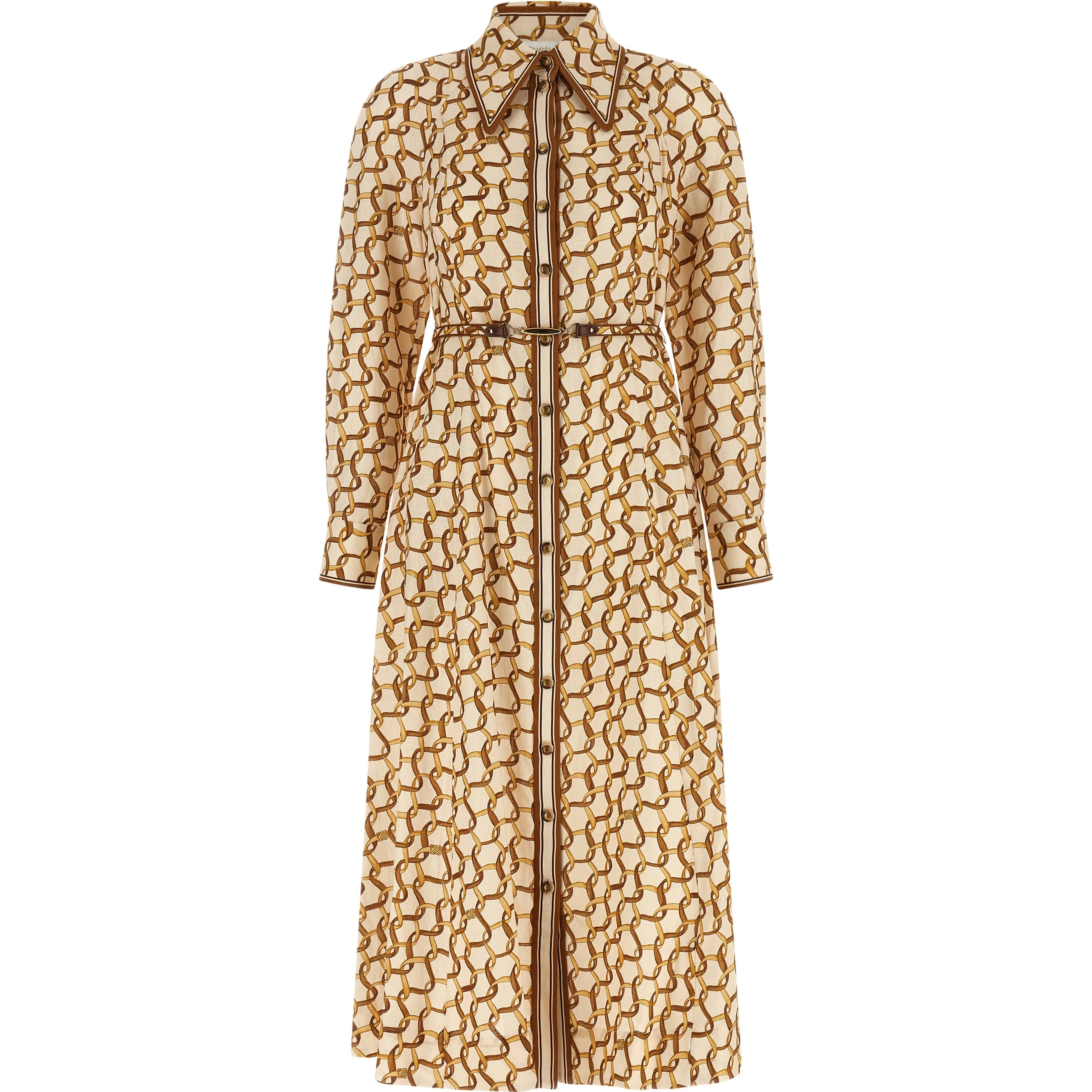Beige Linen Midi Dress