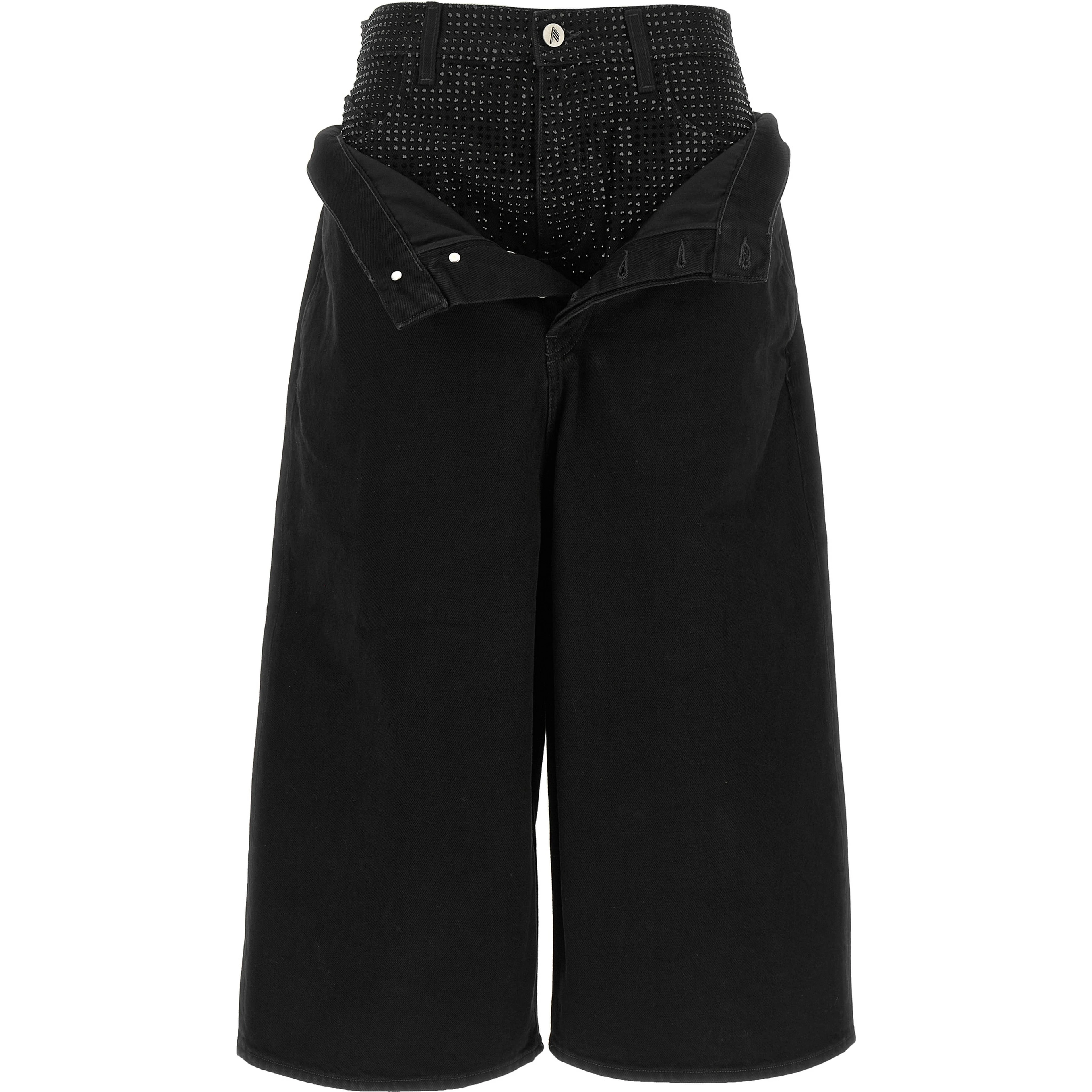 Black Cotton Cropped Jeans
