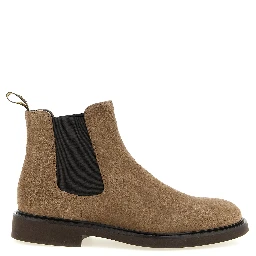 Beige Lamb Leather Ankle Boots
