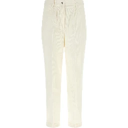 White Cotton Casual Pants
