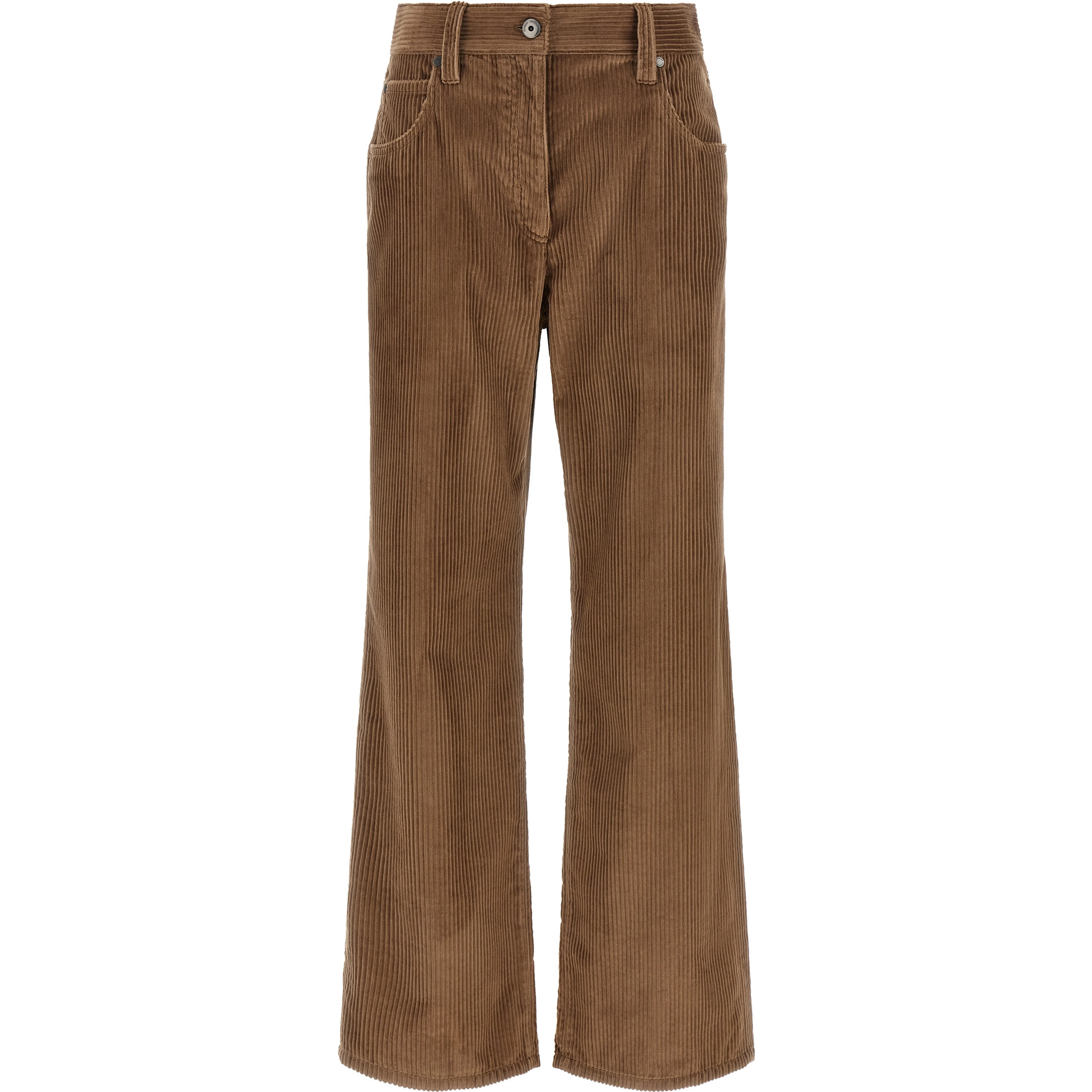 Brown Cotton Casual Pants