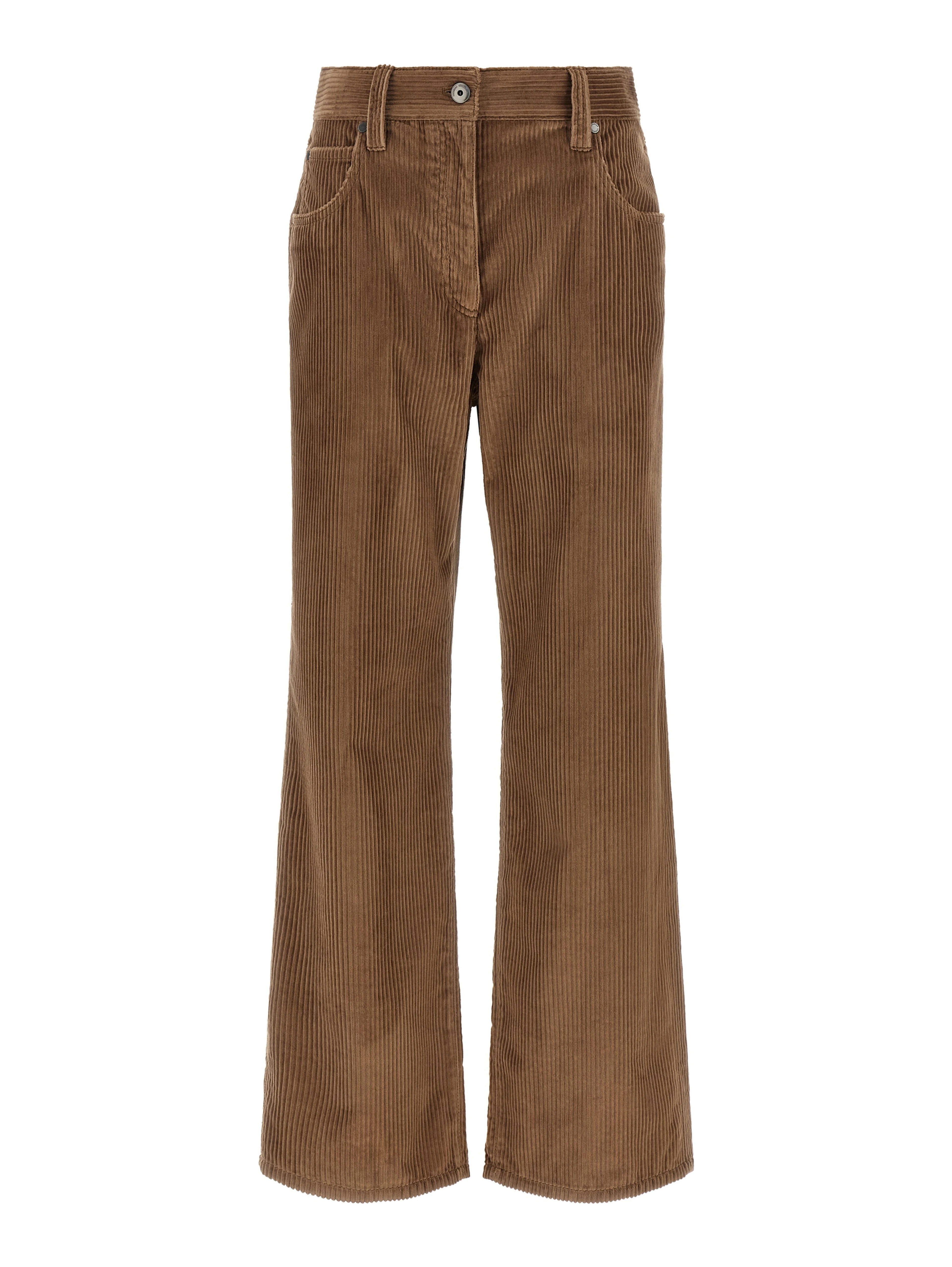 Brown Cotton Casual Pants